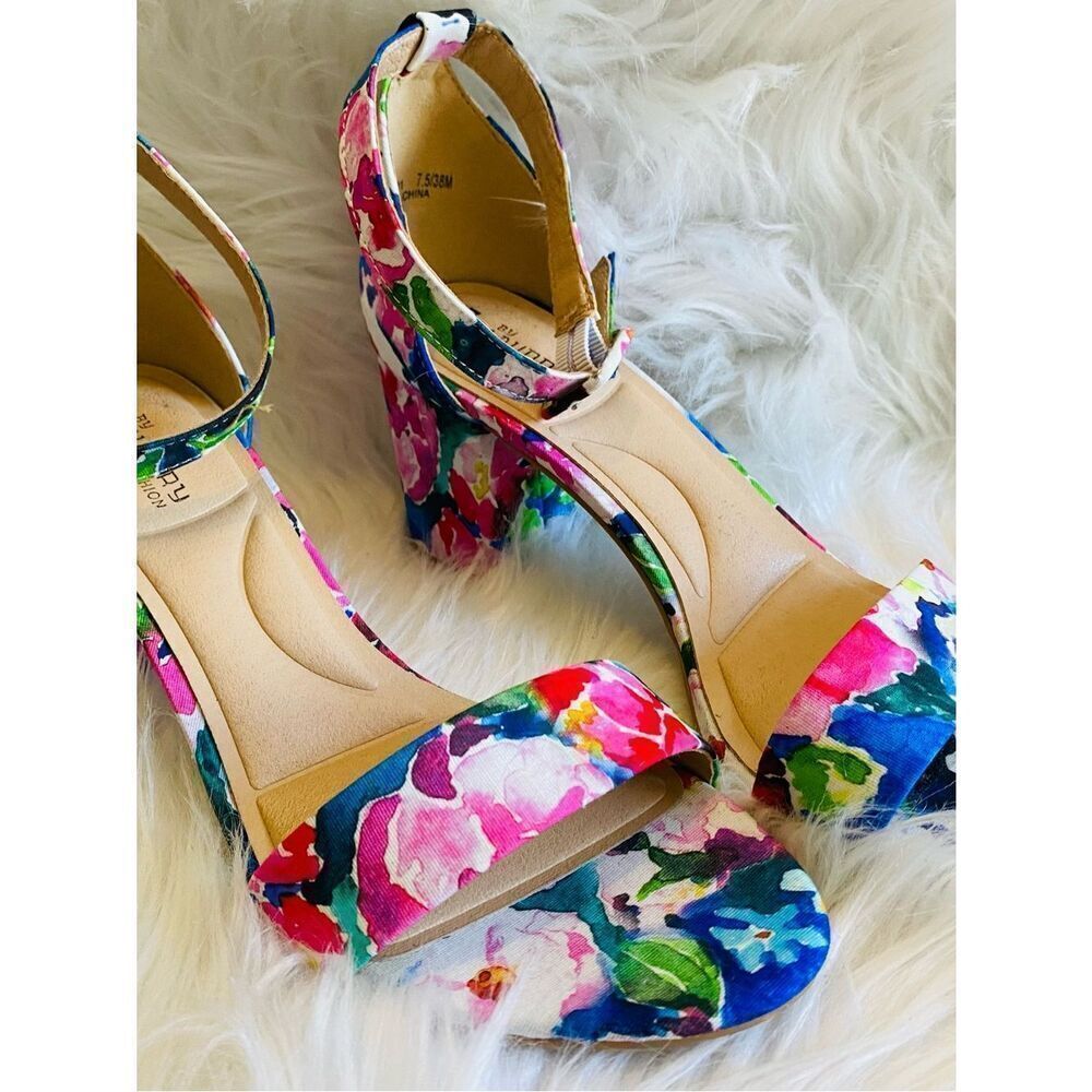 🛍️ Chinese Laundry Floral Ankle-Strap Heels - Multi Color. Size 7.5 - Picture 2 of 10